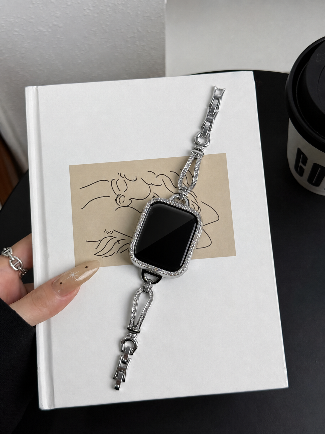 Silver Teardrop Crystal-Inspired Link Watch Band