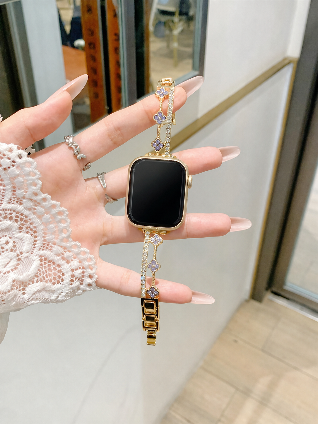 Flower Link Crystal-Inspired Bracelet Watch Band