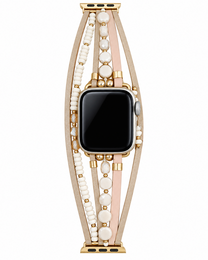 Metal Buckle Beaded Leather Chain Apple Watch Band