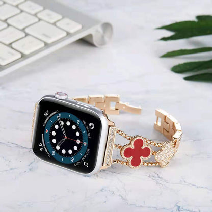 Crystal-embedded Clover Apple Watch Band