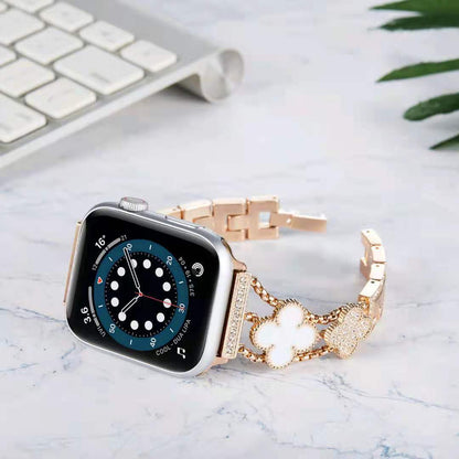 Crystal-embedded Clover Apple Watch Band