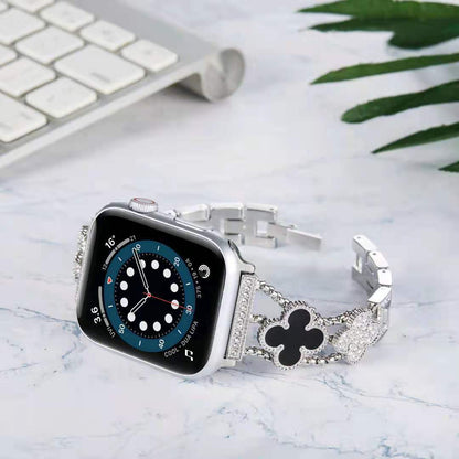 Crystal-embedded Clover Apple Watch Band