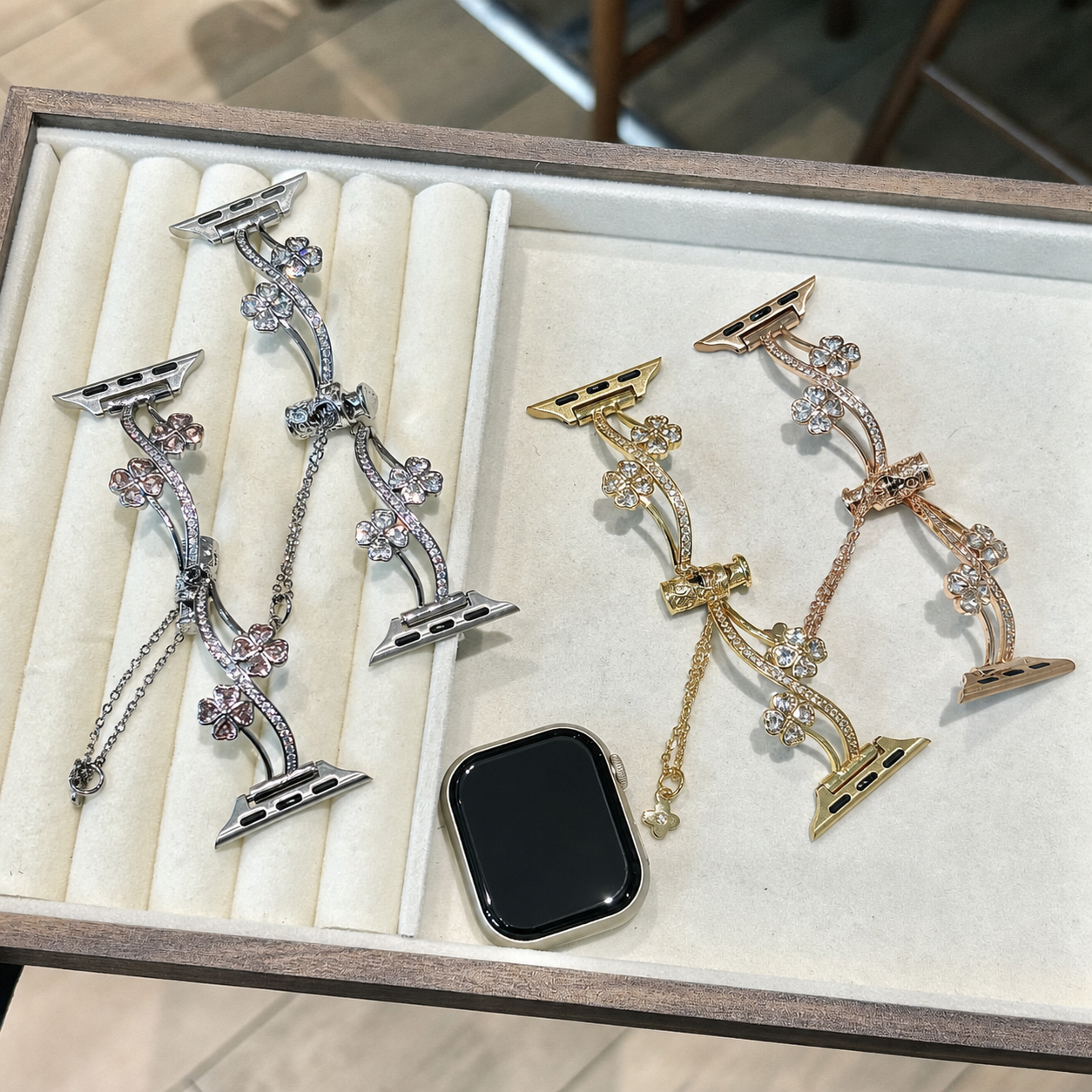 Floral Vine Crystal-Inspired Dangle Watch Band