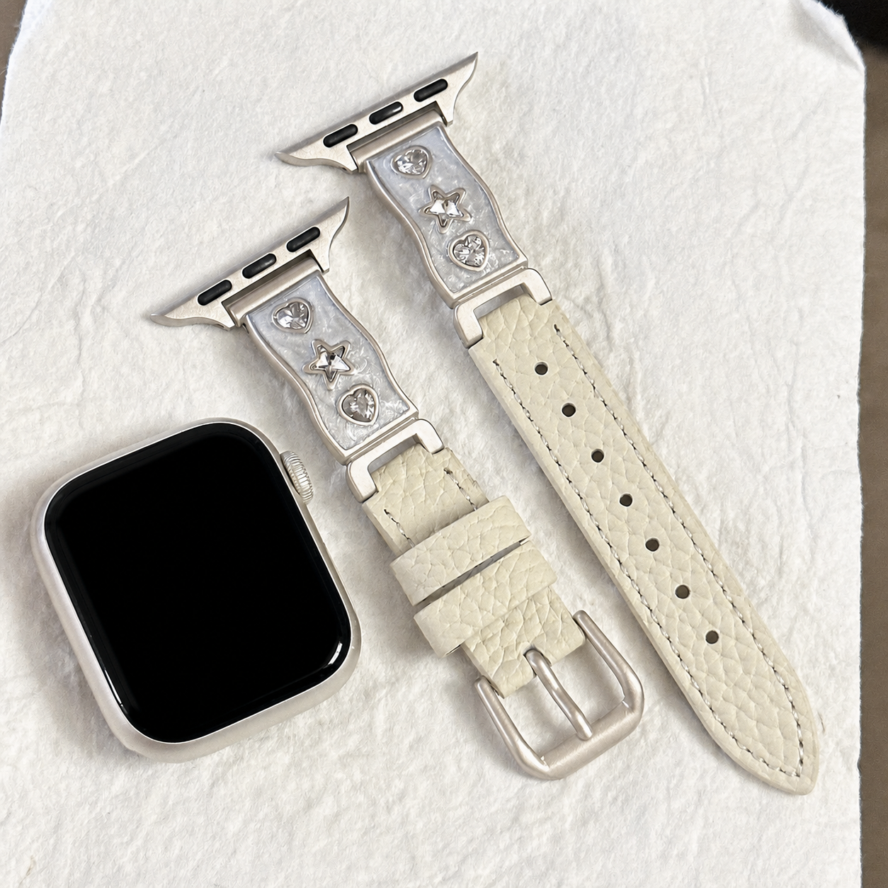 Sky Blue Heart & Star Leather-Look Watch Band