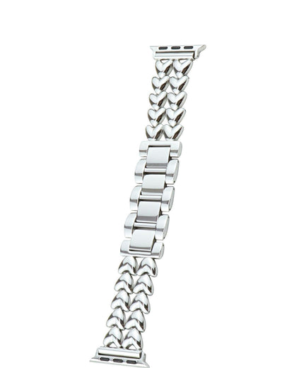 Double-Row Heart Stainless Steel Apple Watch Band