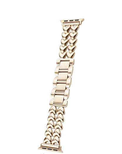 Double-Row Heart Stainless Steel Apple Watch Band