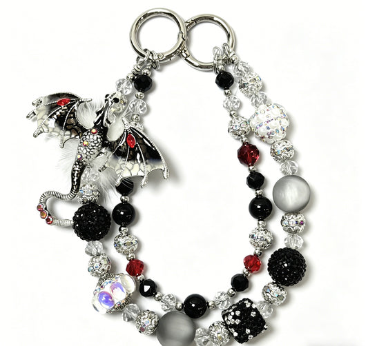 Dragon Charm Phone & Bag Chain – Colorful Enamel Double Layer Rhinestone Alloy Strap
