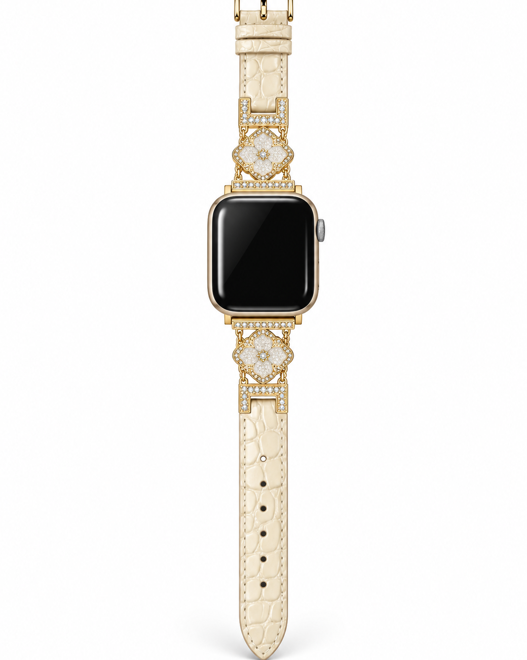 New Floral Crystal Leather Watch Band