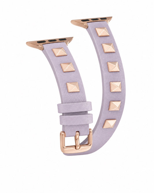 Double Ring Leather Apple Watch Band - white background product view