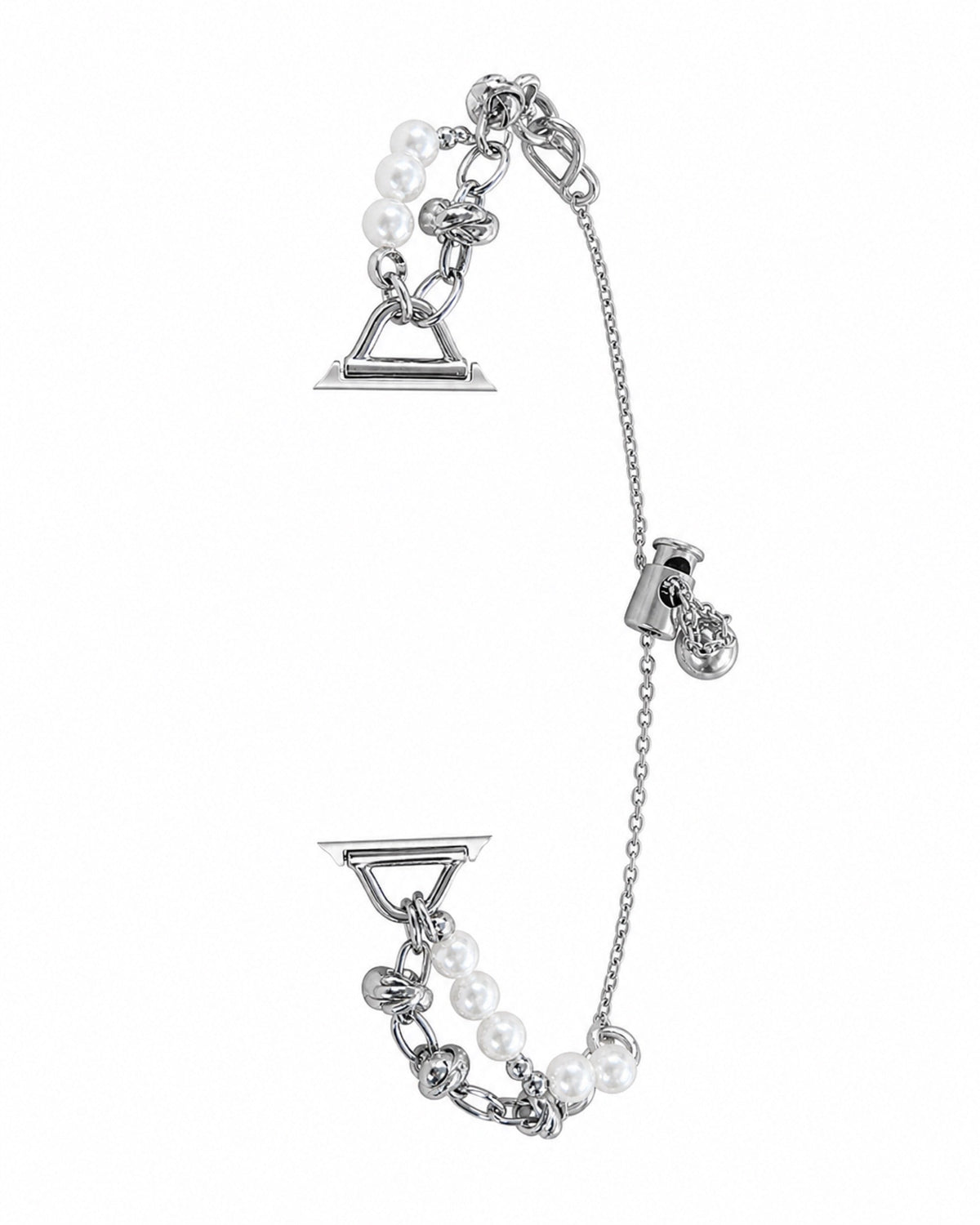 Classic Style Pearl Metal Chain Apple Watch Band - white background product view