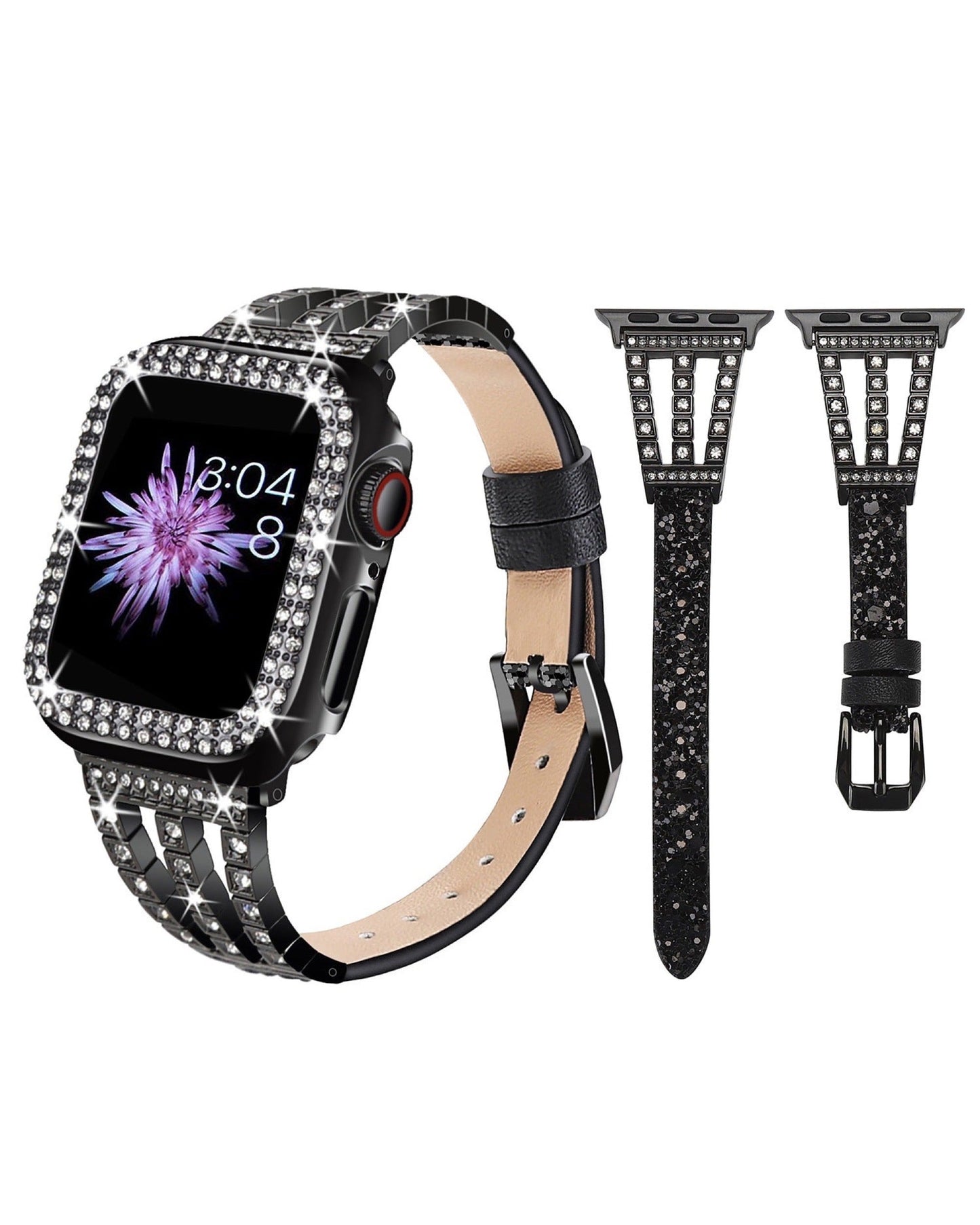 Crystal Leather Apple Watch Band - white background product view