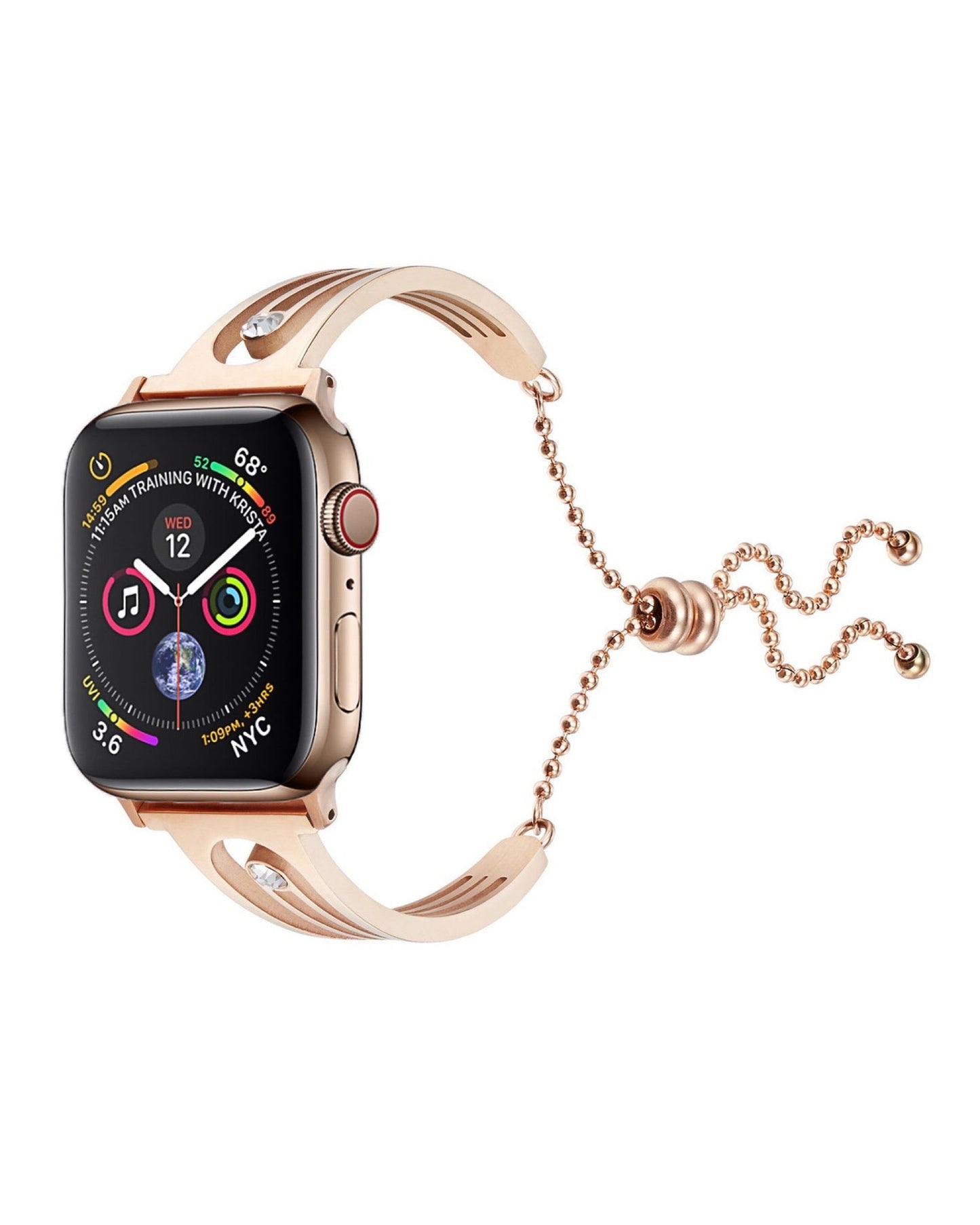 Crystal-embedded Apple Watch Band - white background product view