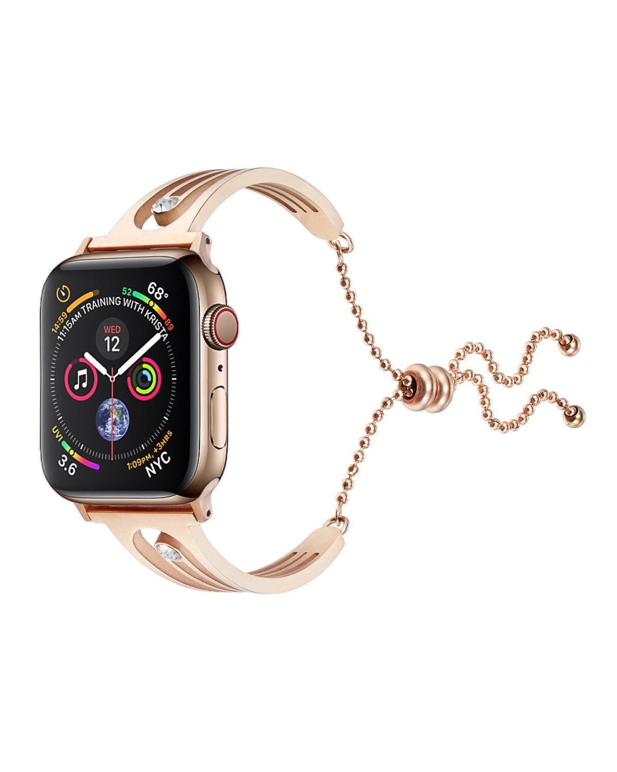 Crystal-embedded Apple Watch Band - white background product view