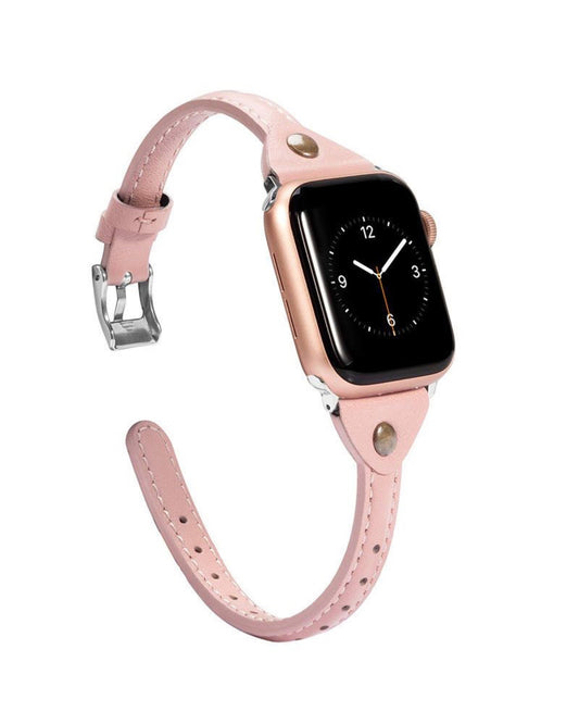 Thin Slim Waist Leather Apple Watch Band - white background product view