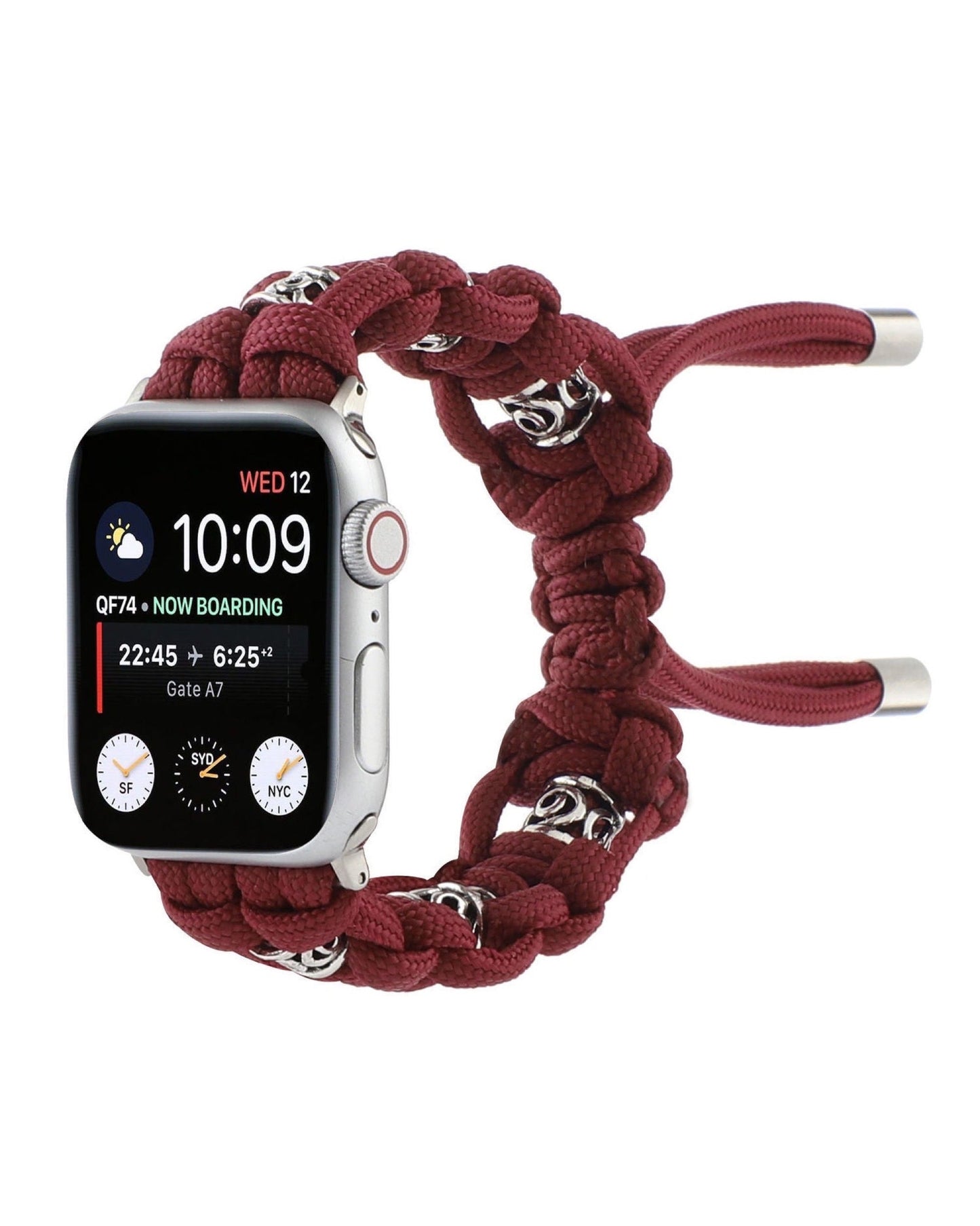 Parachute Cord Nylon Woven Wrist Apple Watch Band - white background product view