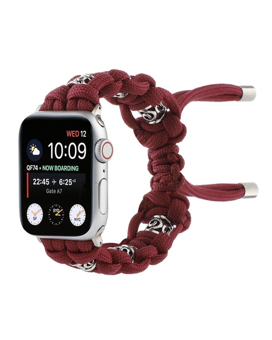Parachute Cord Nylon Woven Wrist Apple Watch Band - white background product view