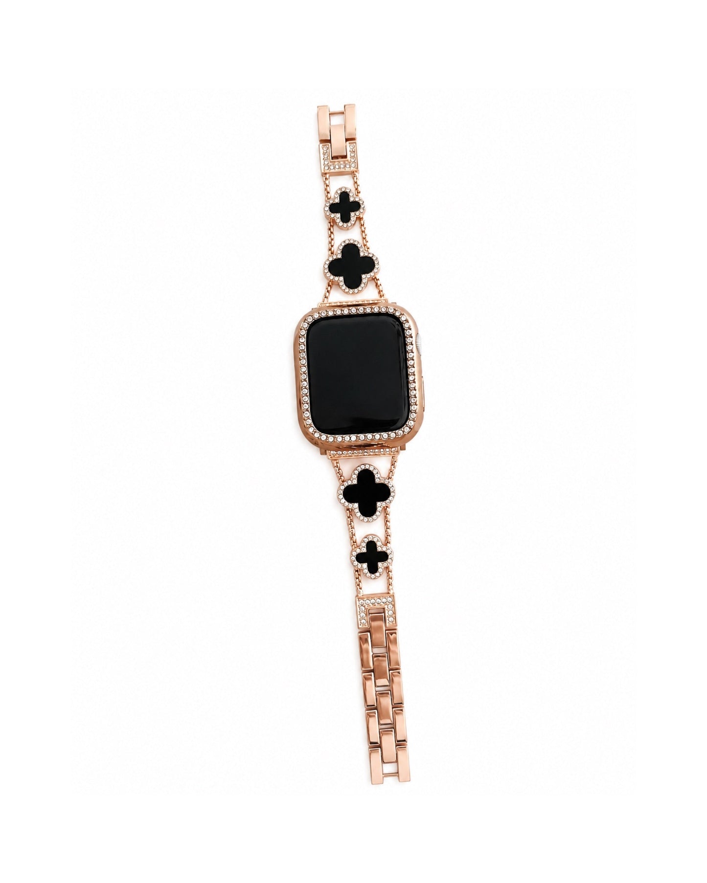 Crystal Clover Stainless Steel Apple Watch Band - white background product view