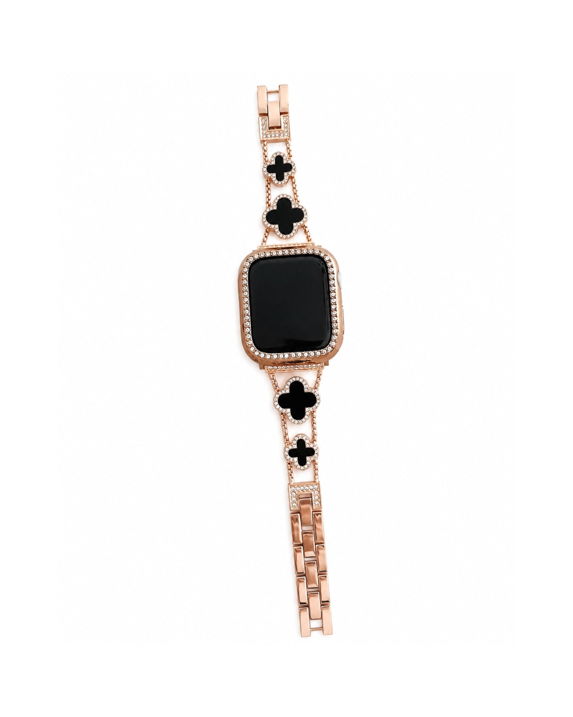 Crystal Clover Stainless Steel Apple Watch Band - white background product view