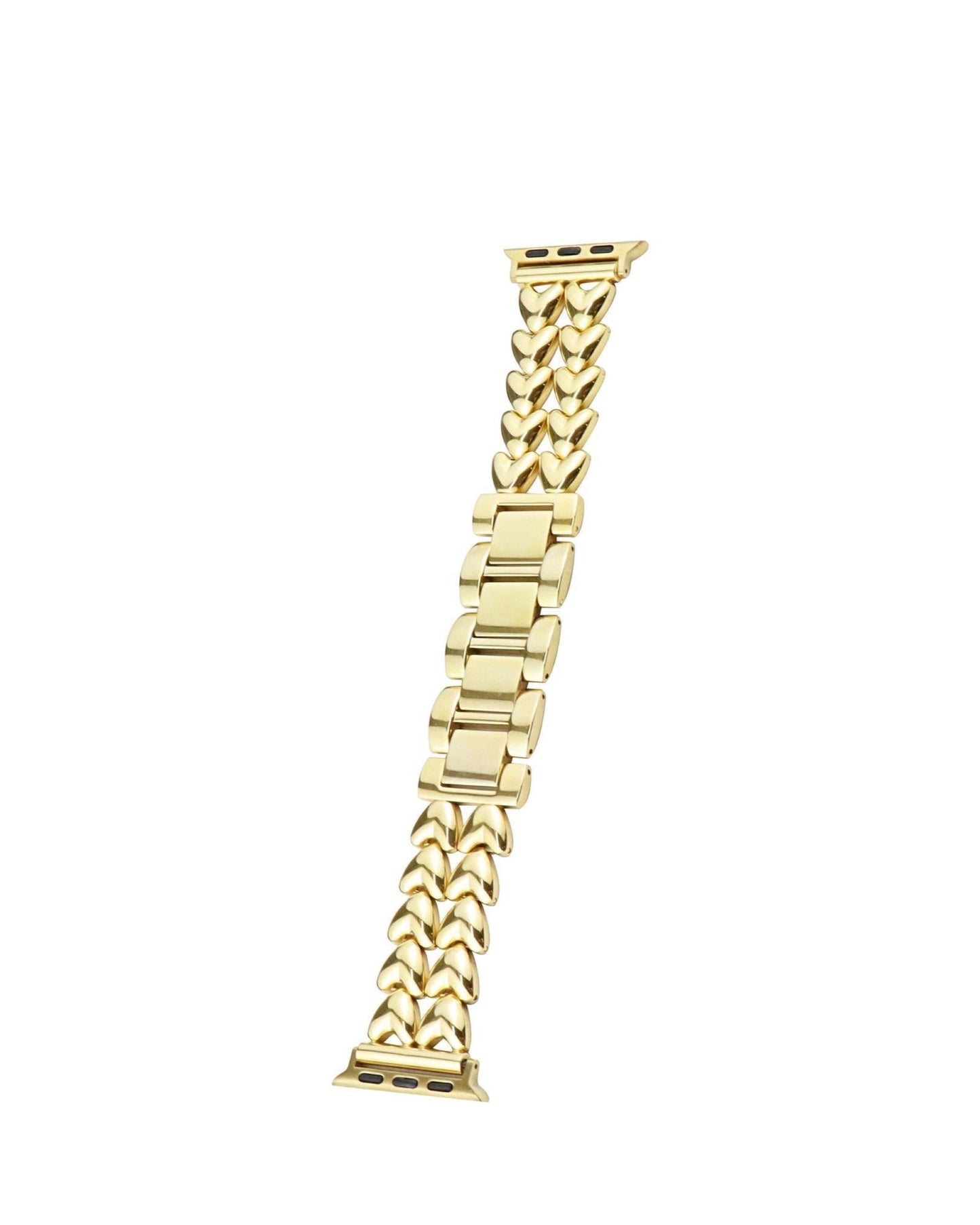 Double-Row Heart Stainless Steel Apple Watch Band - white background product view