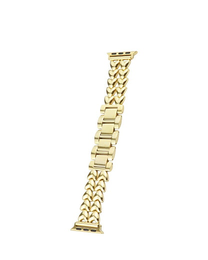 Double-Row Heart Stainless Steel Apple Watch Band - white background product view