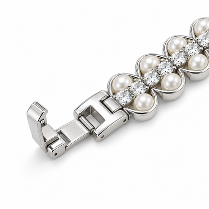 Pearl Link Silver-Tone Watch Band