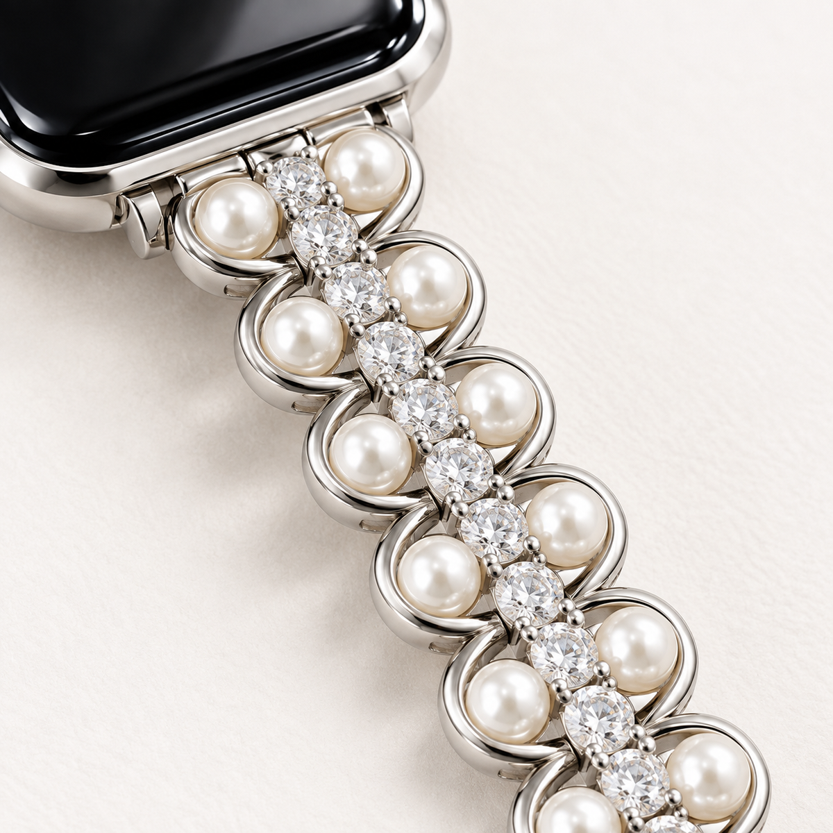 Pearl Link Silver-Tone Watch Band