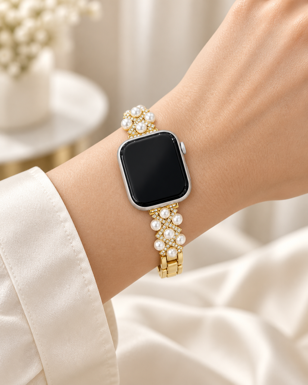 Gilded Pearl Geometric Watch Band