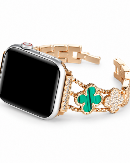 Crystal-embedded Clover Apple Watch Band