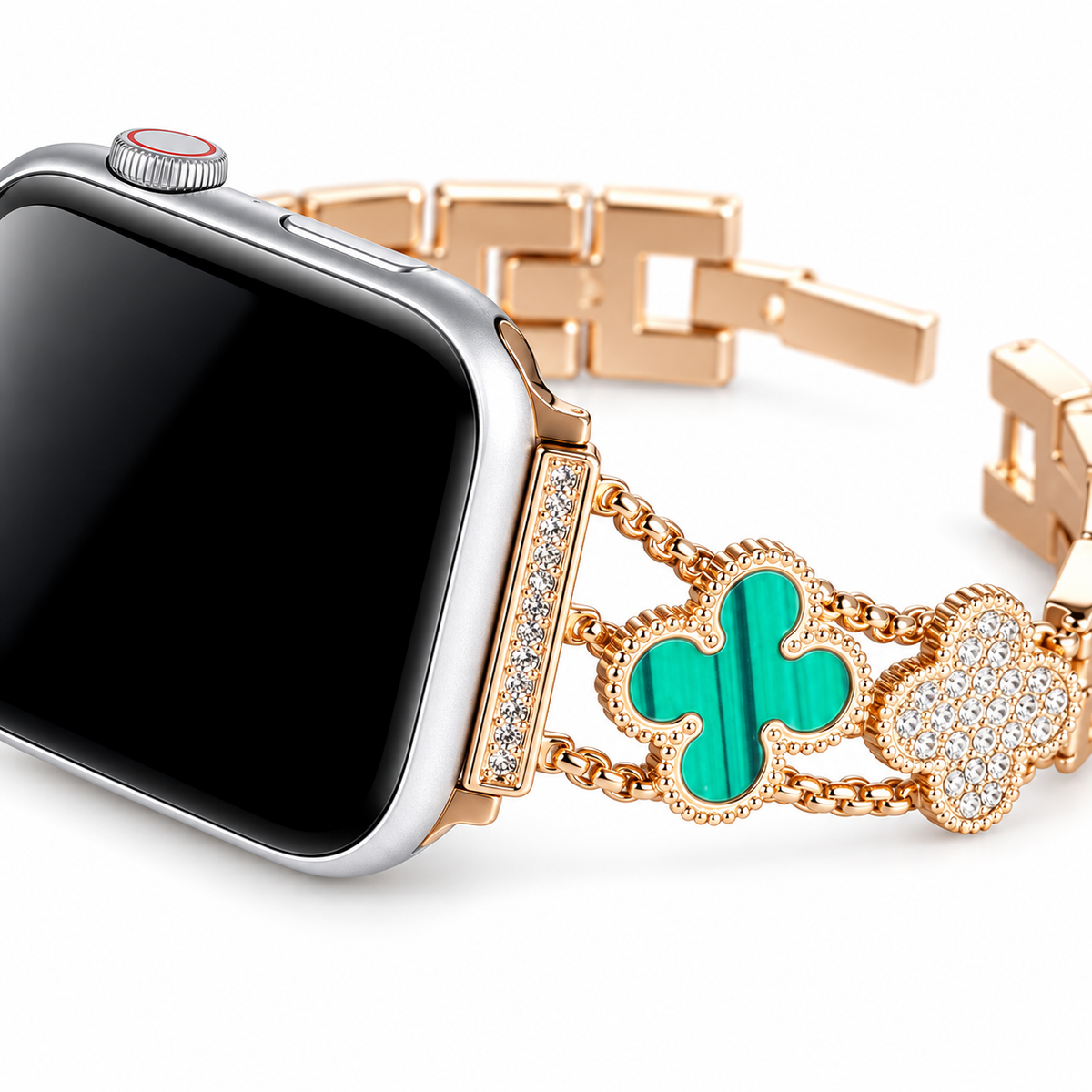 Crystal-embedded Clover Apple Watch Band