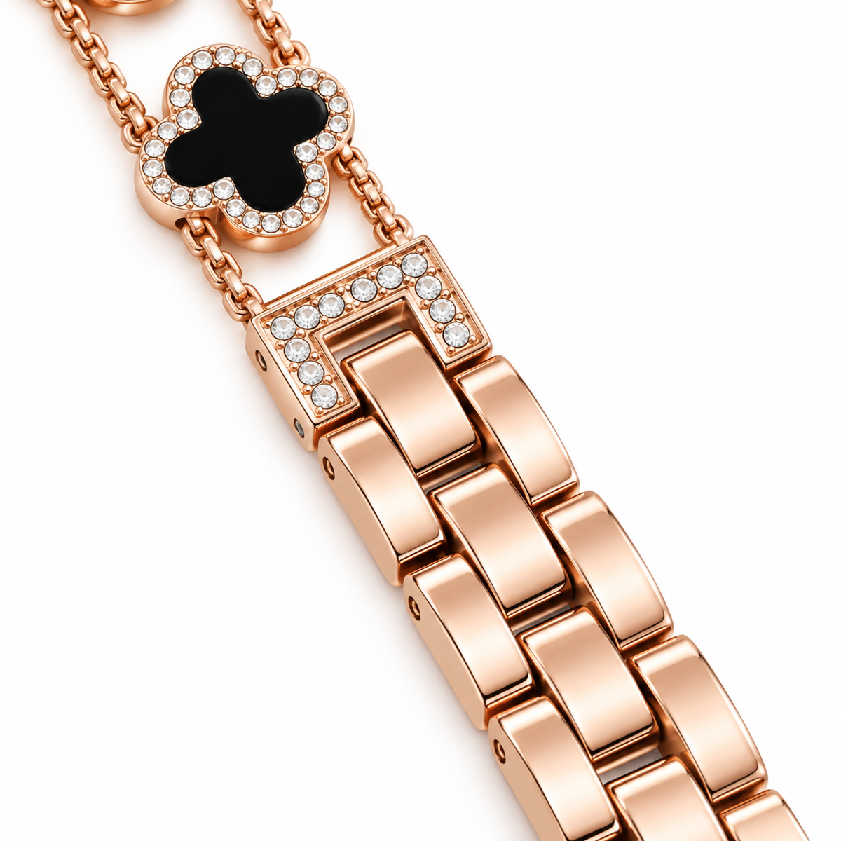Crystal Clover Stainless Steel Apple Watch Band