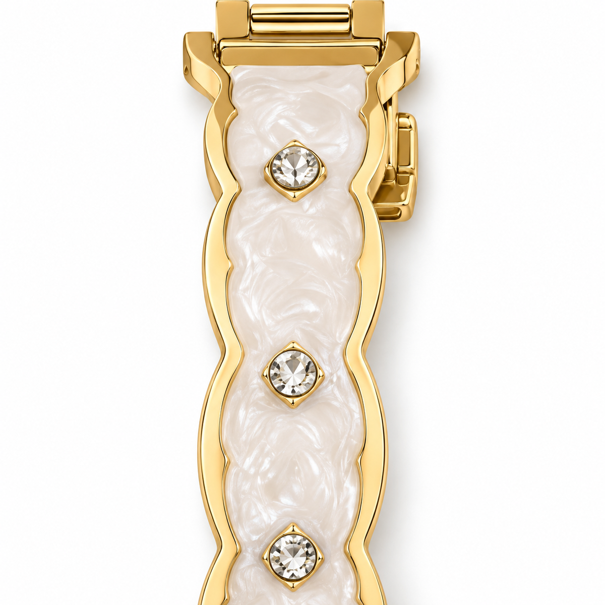 Ivory Marble-Inspired Gold-Trim Watch Band