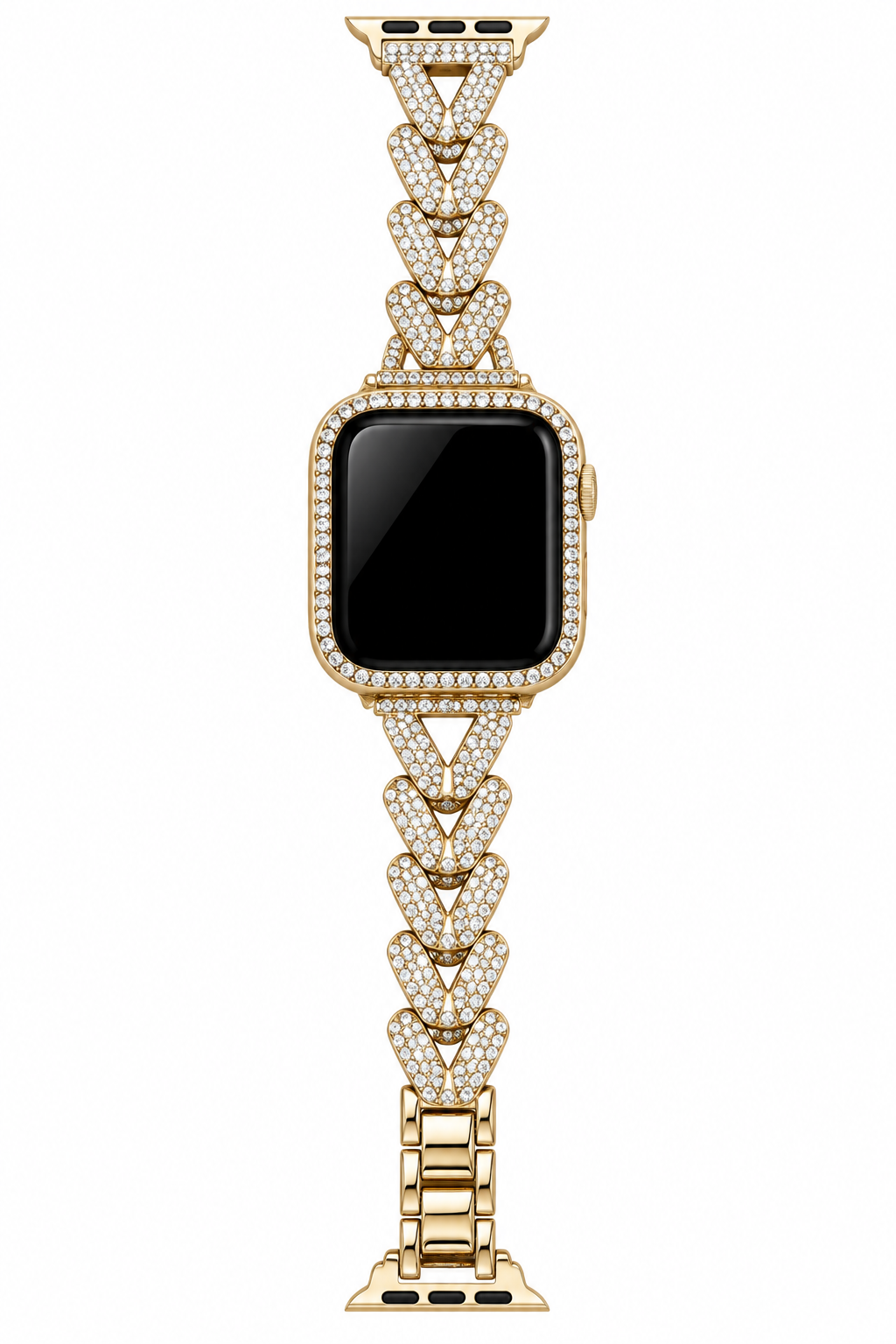 Gold Crystal Herringbone Link Apple Watch Band