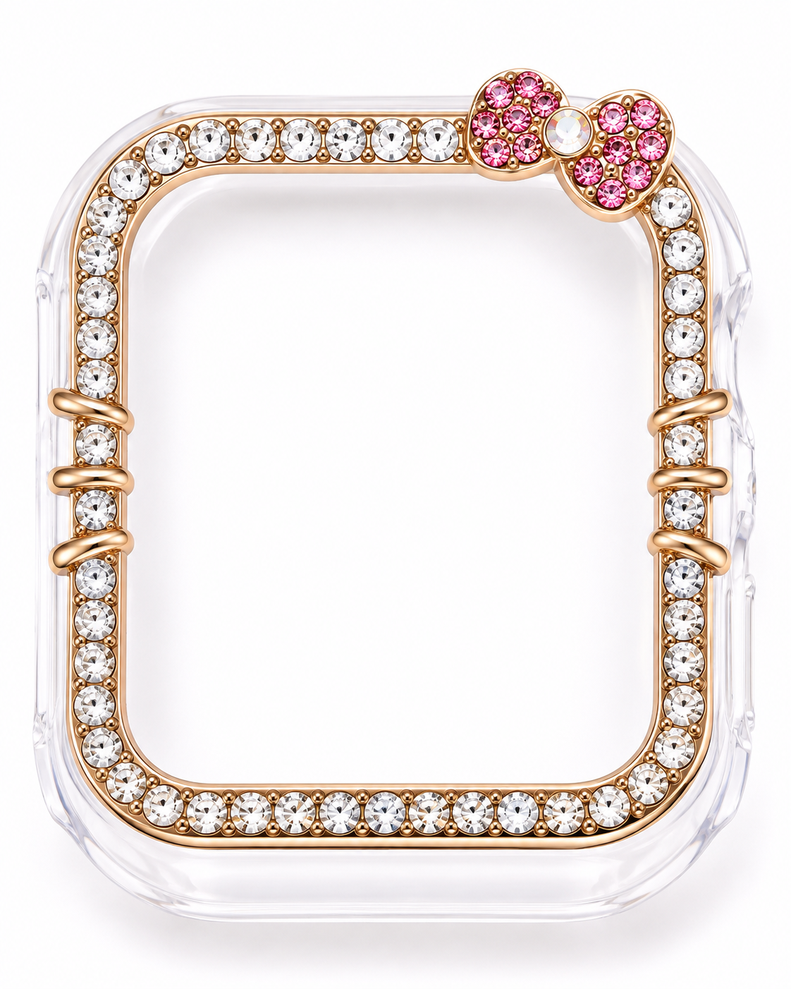Pink Bow Crystal Case & Chain Smartwatch Band Set
