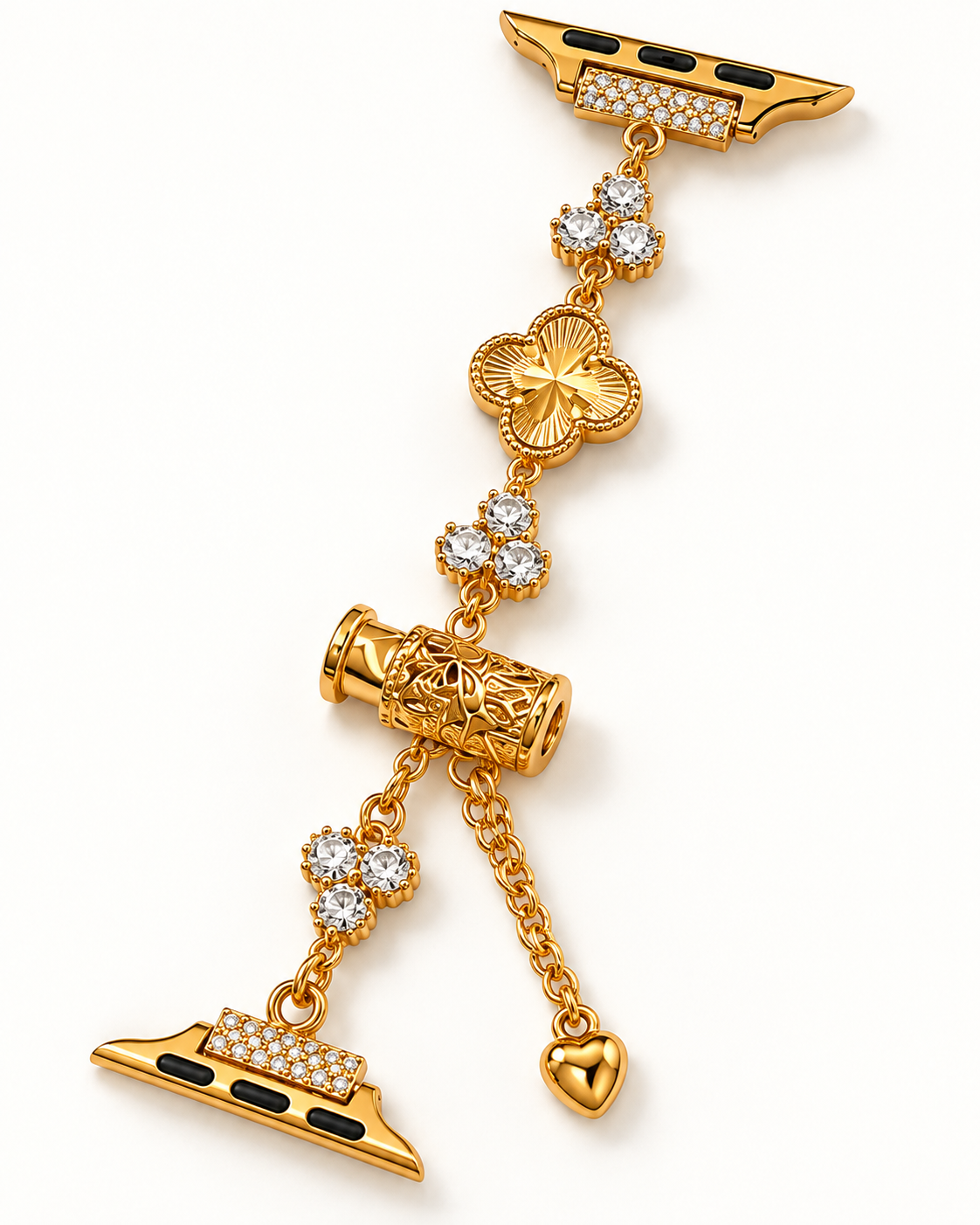 Clover Charm Crystal-Inspired Chain Watch Band