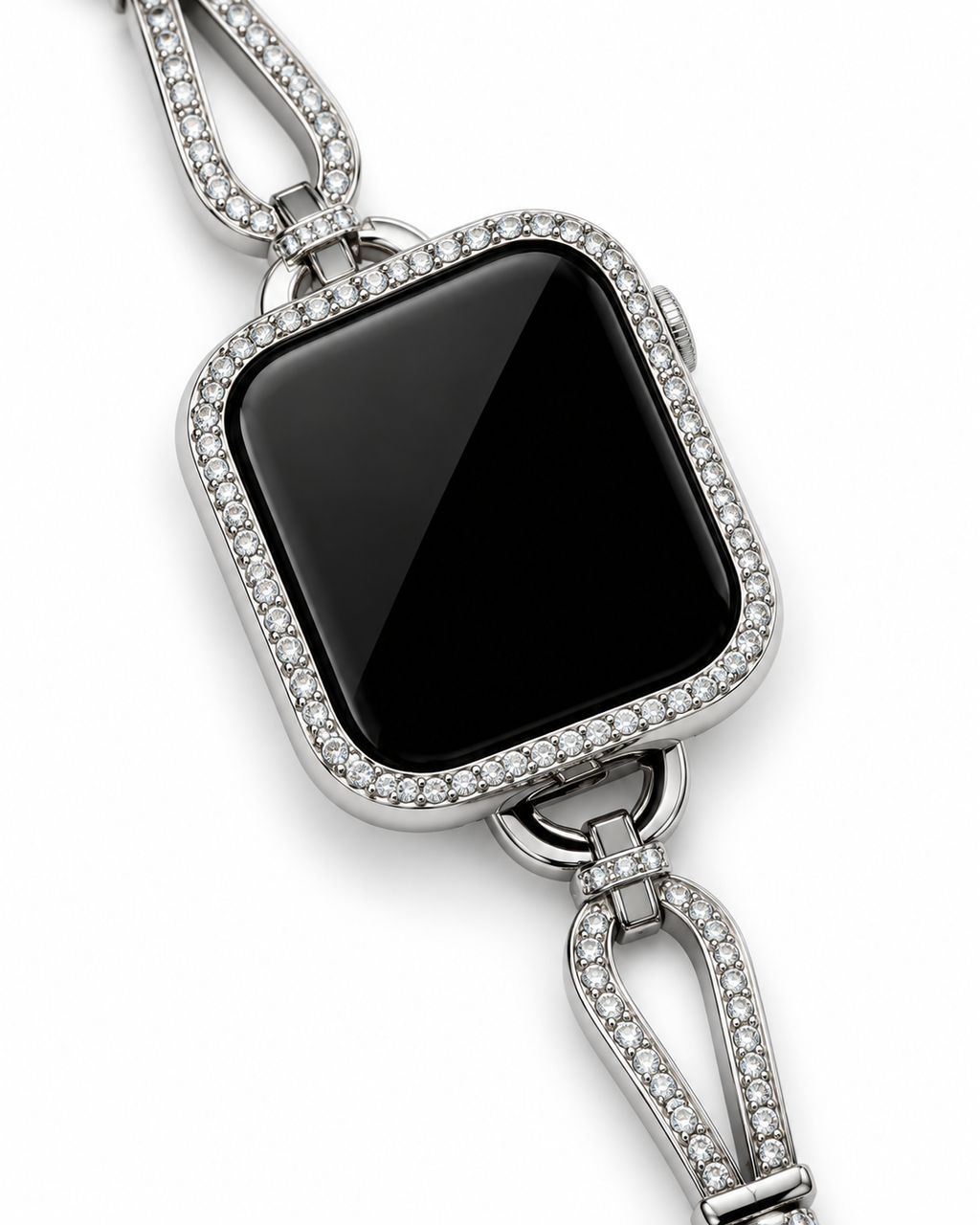 Silver Teardrop Crystal-Inspired Link Watch Band