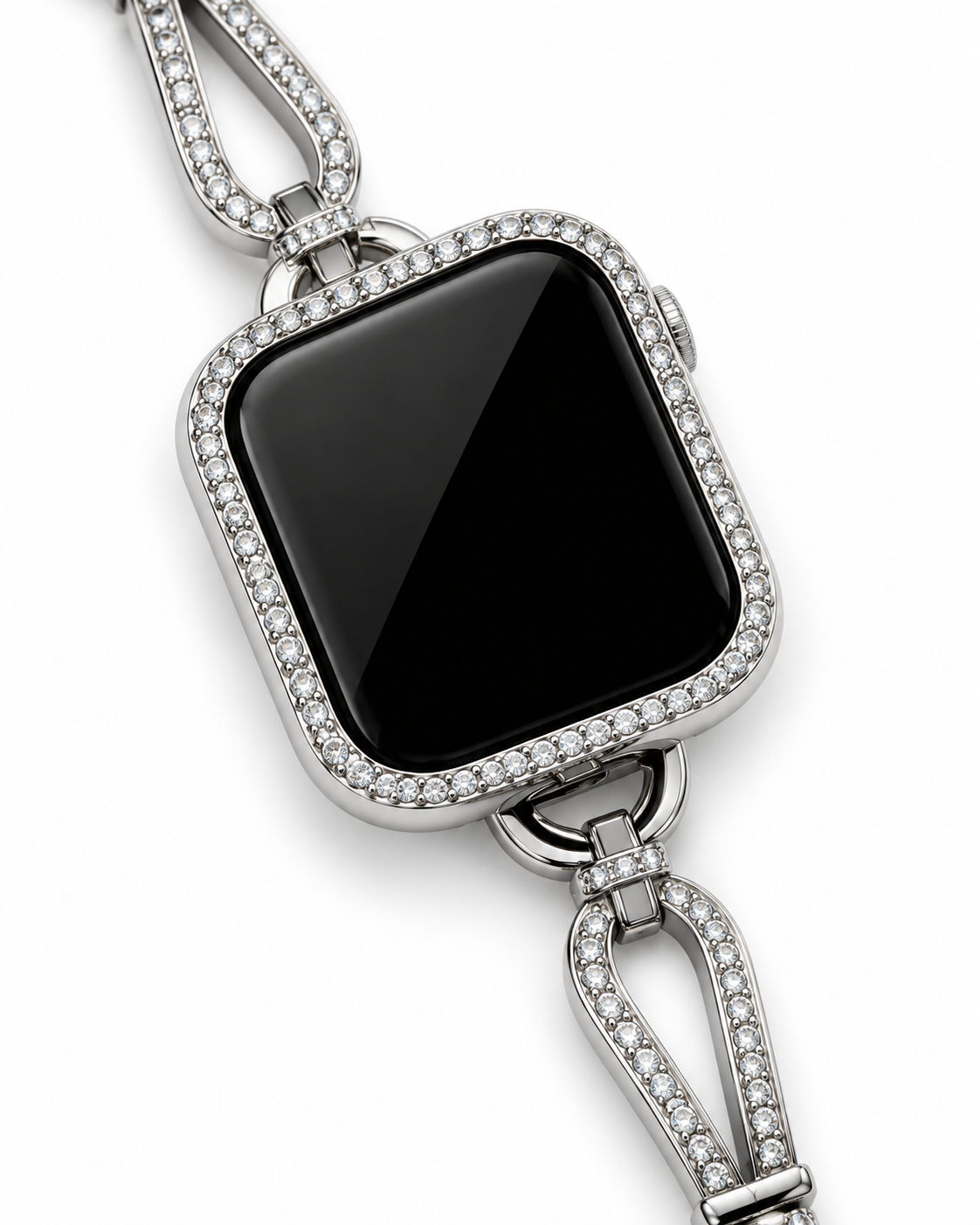 Silver Teardrop Crystal-Inspired Link Watch Band