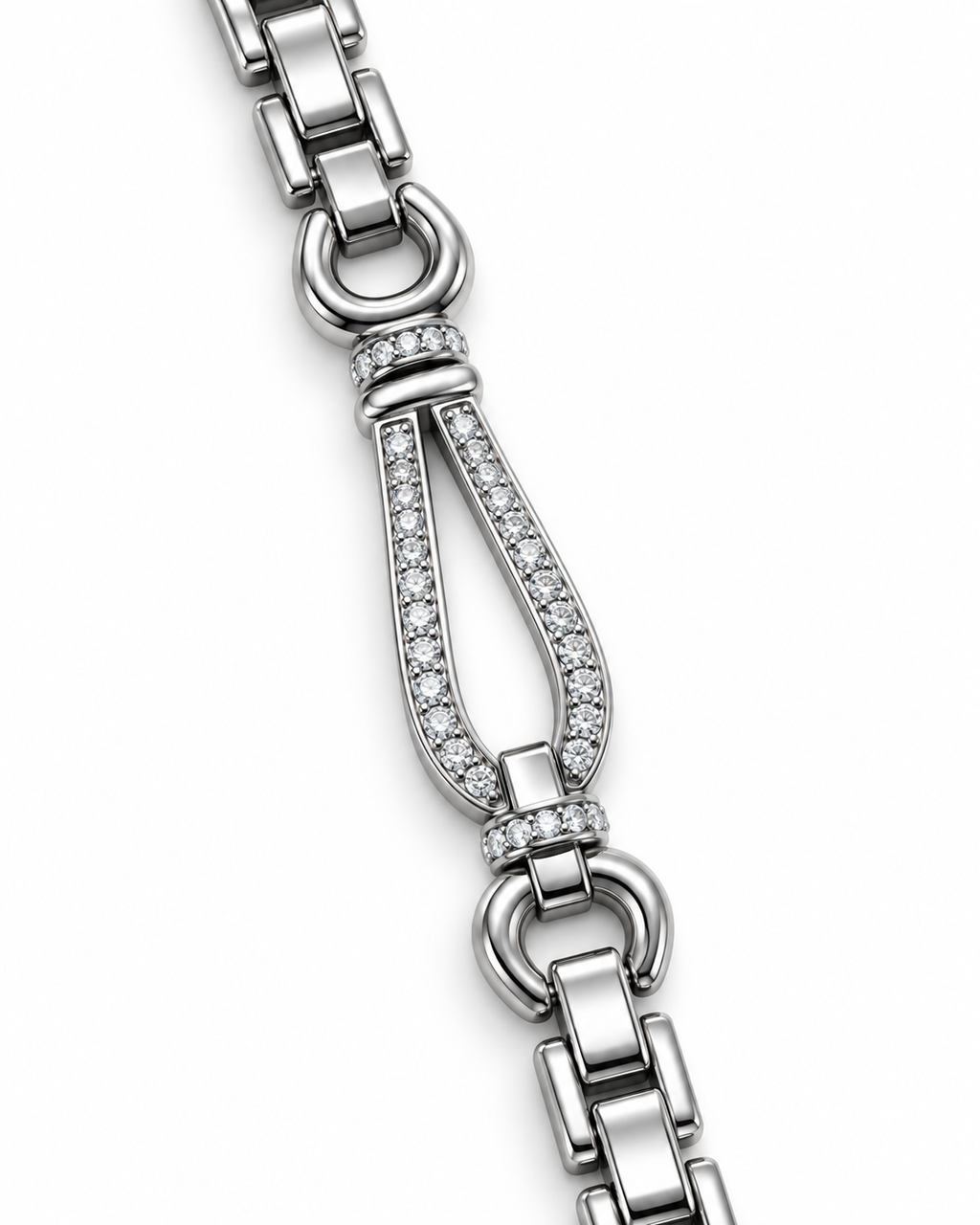 Silver Teardrop Crystal-Inspired Link Watch Band