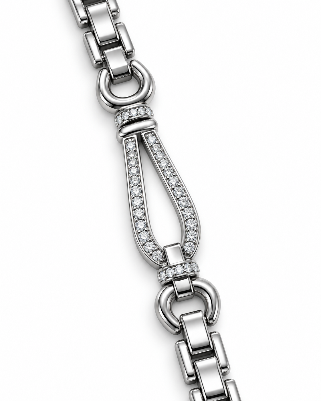 Silver Teardrop Crystal-Inspired Link Watch Band