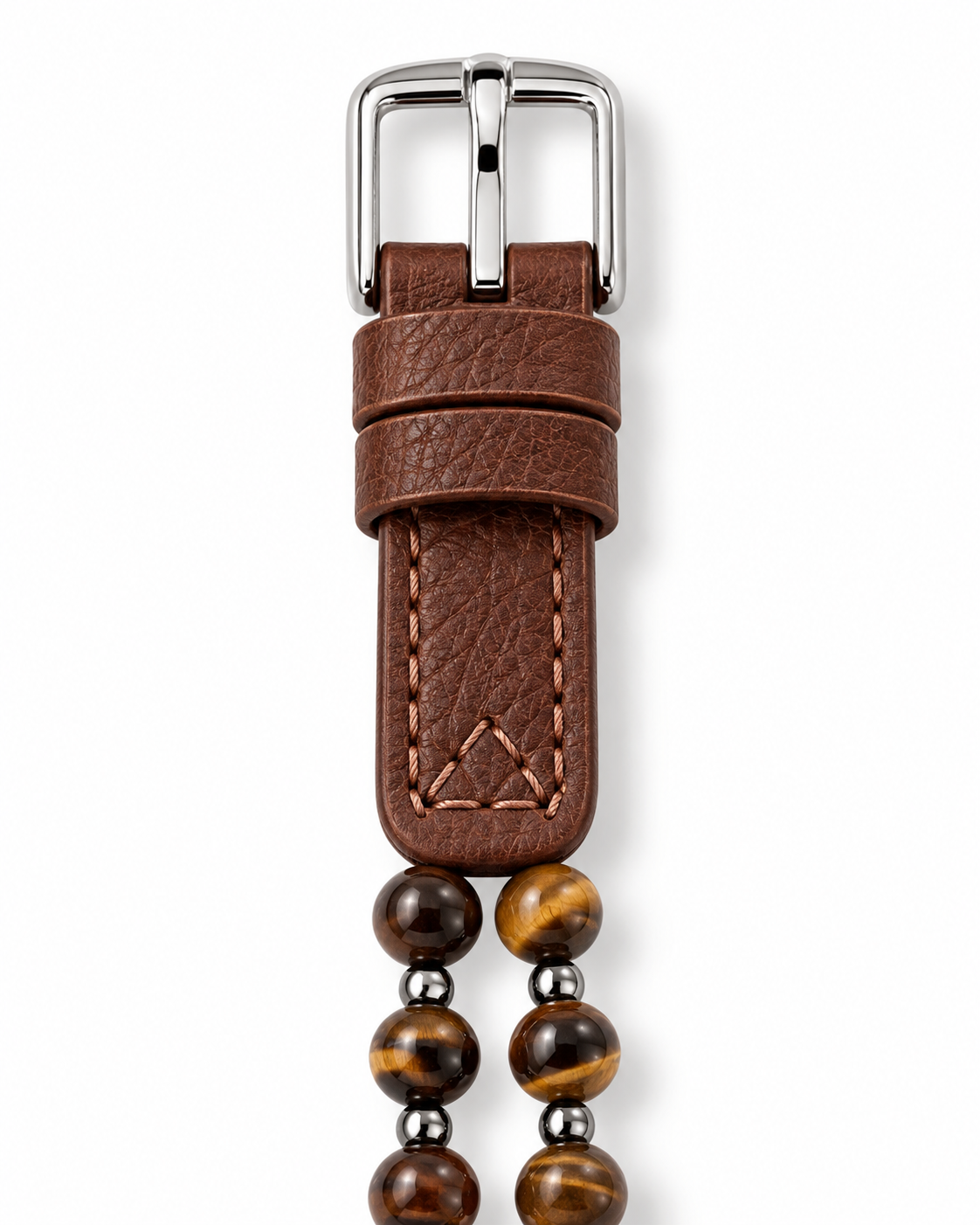 Amber Bead Leather-Look Watch Band