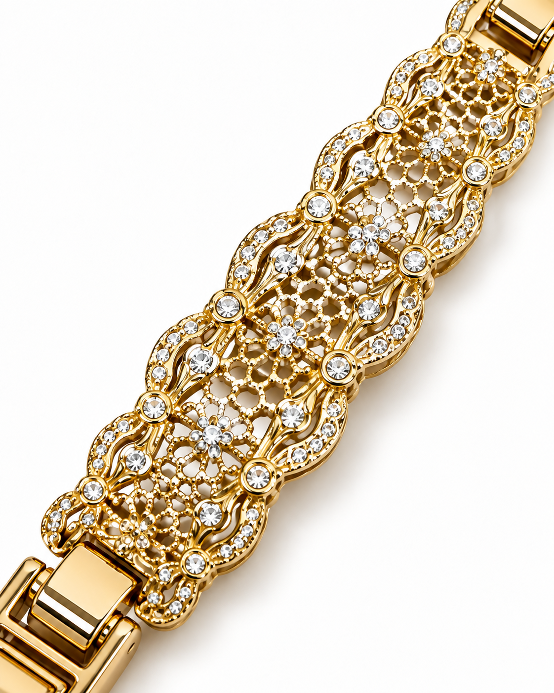 Gilded Filigree Crystal-Inspired Watch Band
