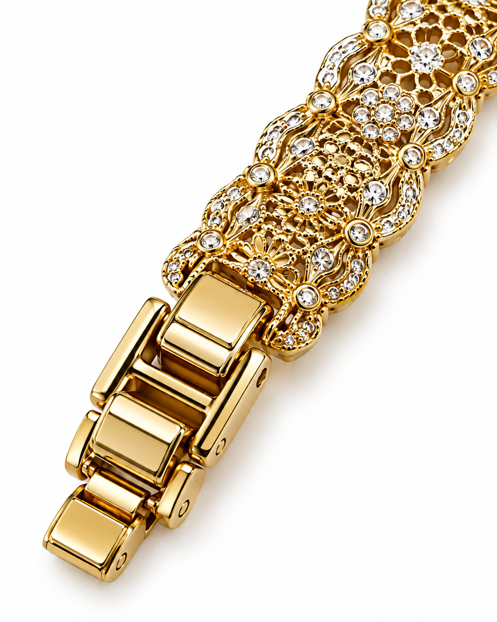 Gilded Filigree Crystal-Inspired Watch Band