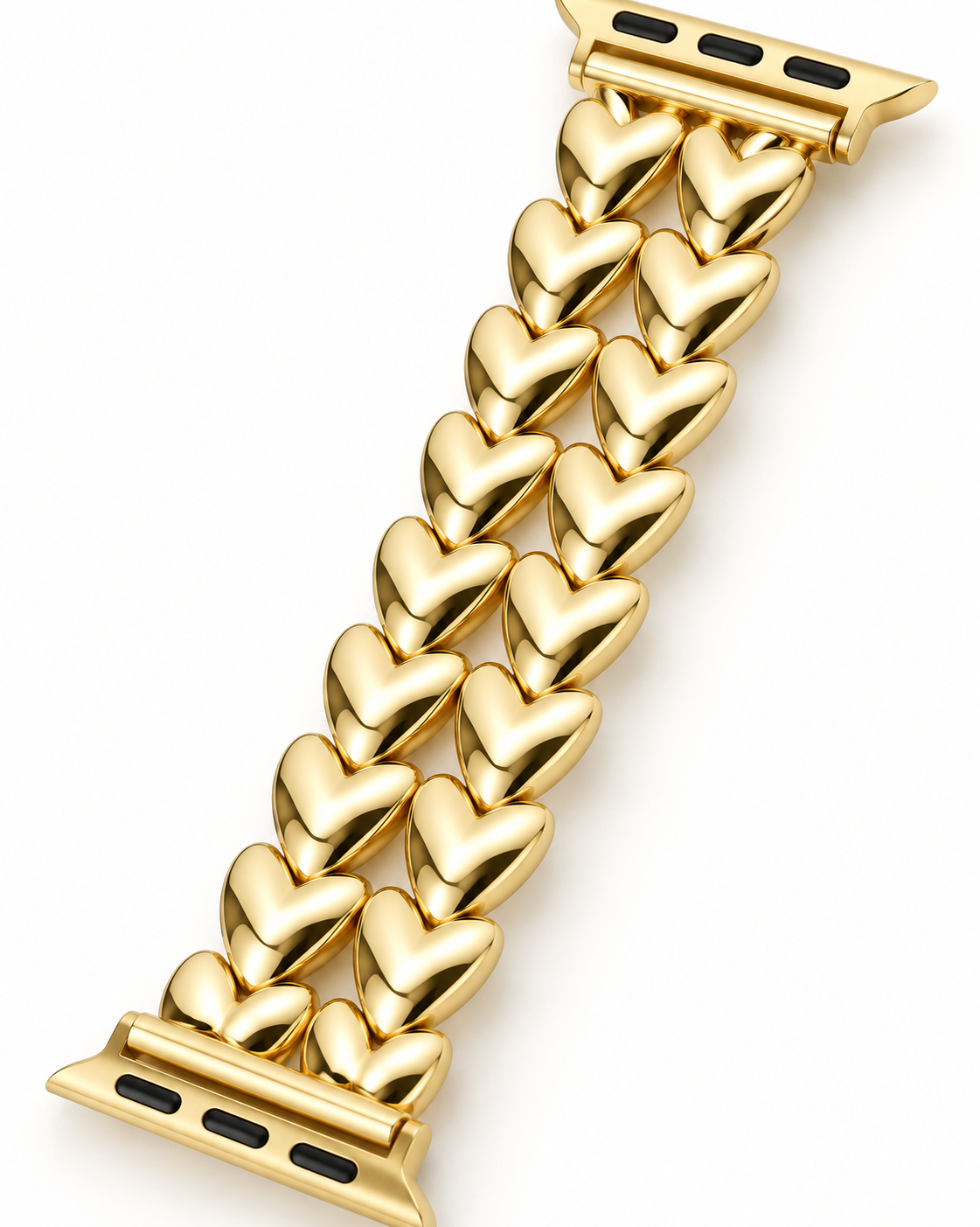 Double-Row Heart Stainless Steel Apple Watch Band