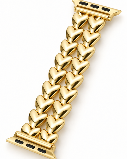 Double-Row Heart Stainless Steel Apple Watch Band