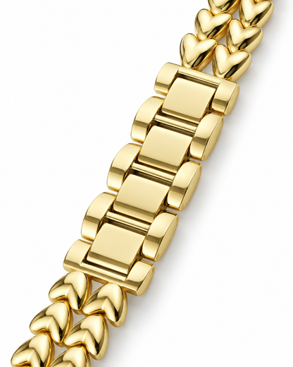 Double-Row Heart Stainless Steel Apple Watch Band
