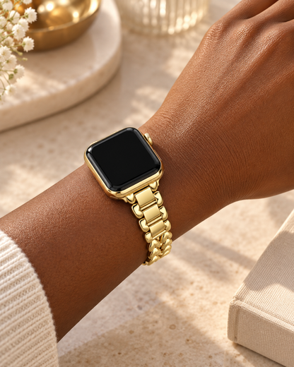 Double-Row Heart Stainless Steel Apple Watch Band