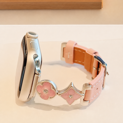 Ivory Flower & Star Leather-Look Watch Band