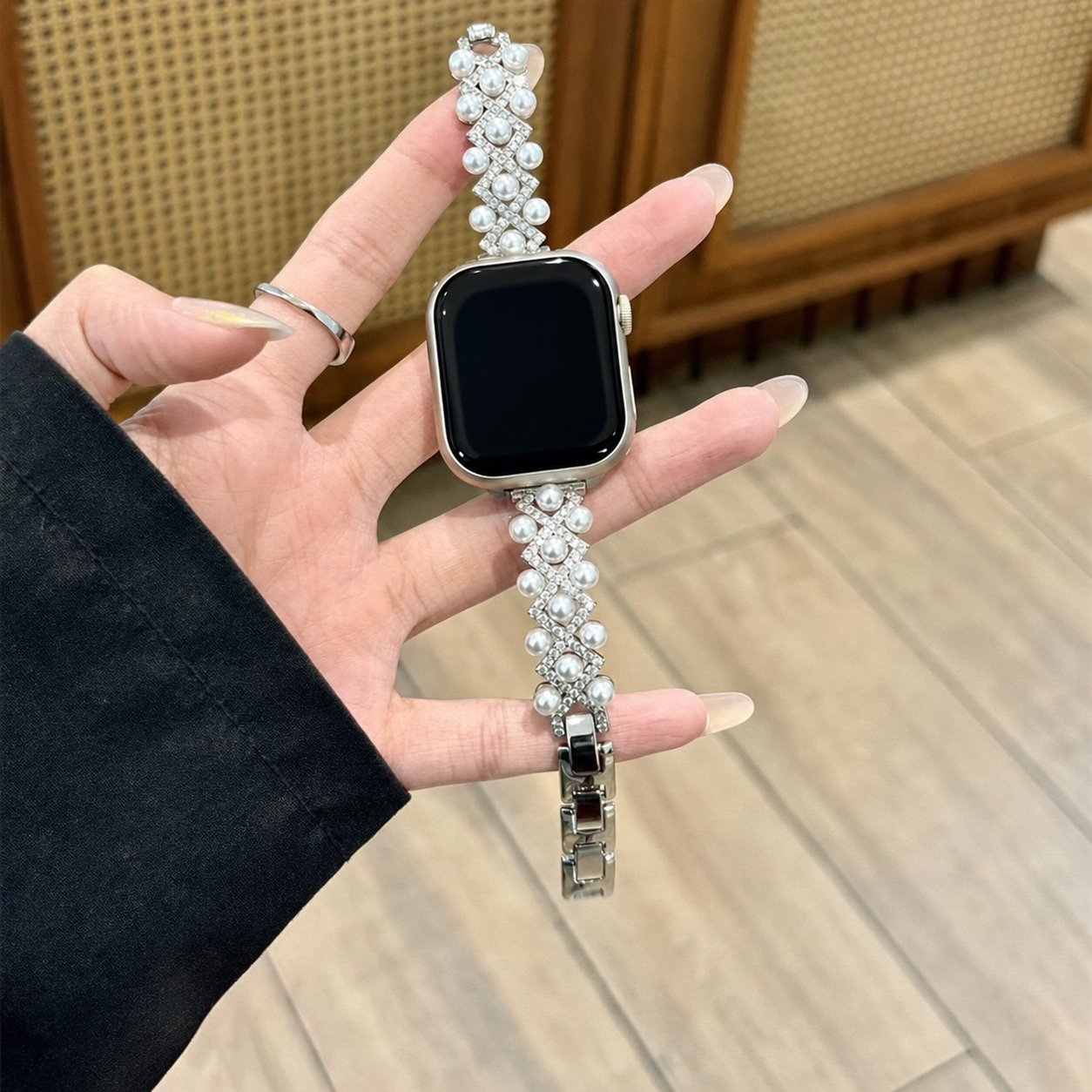 Gilded Pearl Geometric Watch Band