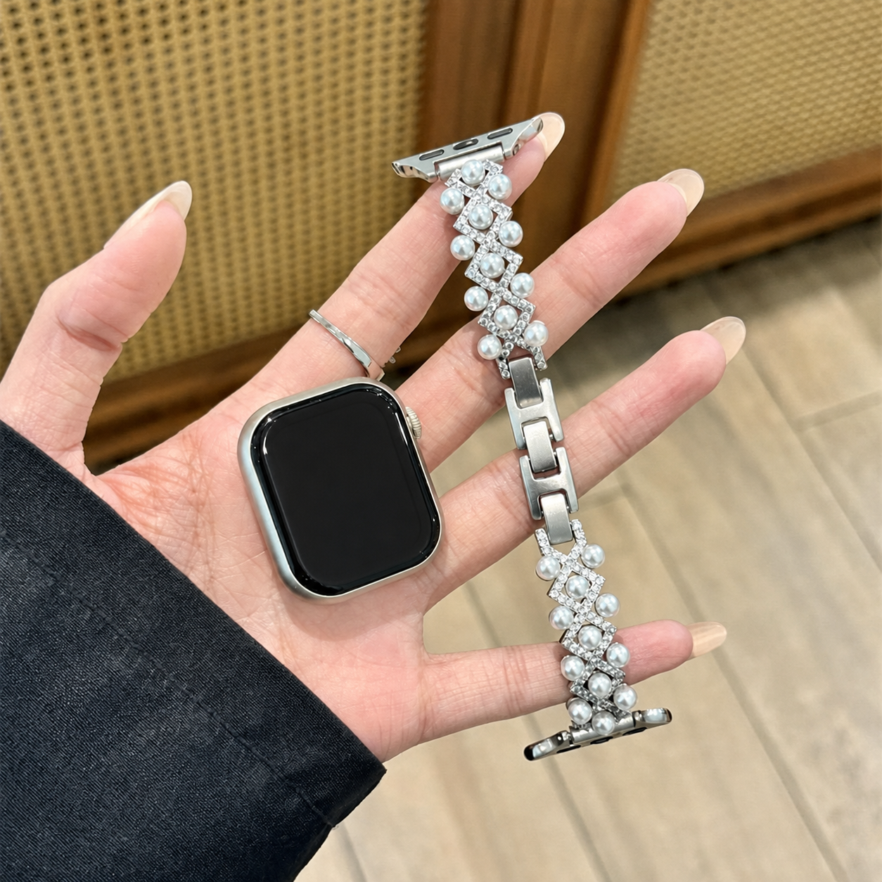 Gilded Pearl Geometric Watch Band