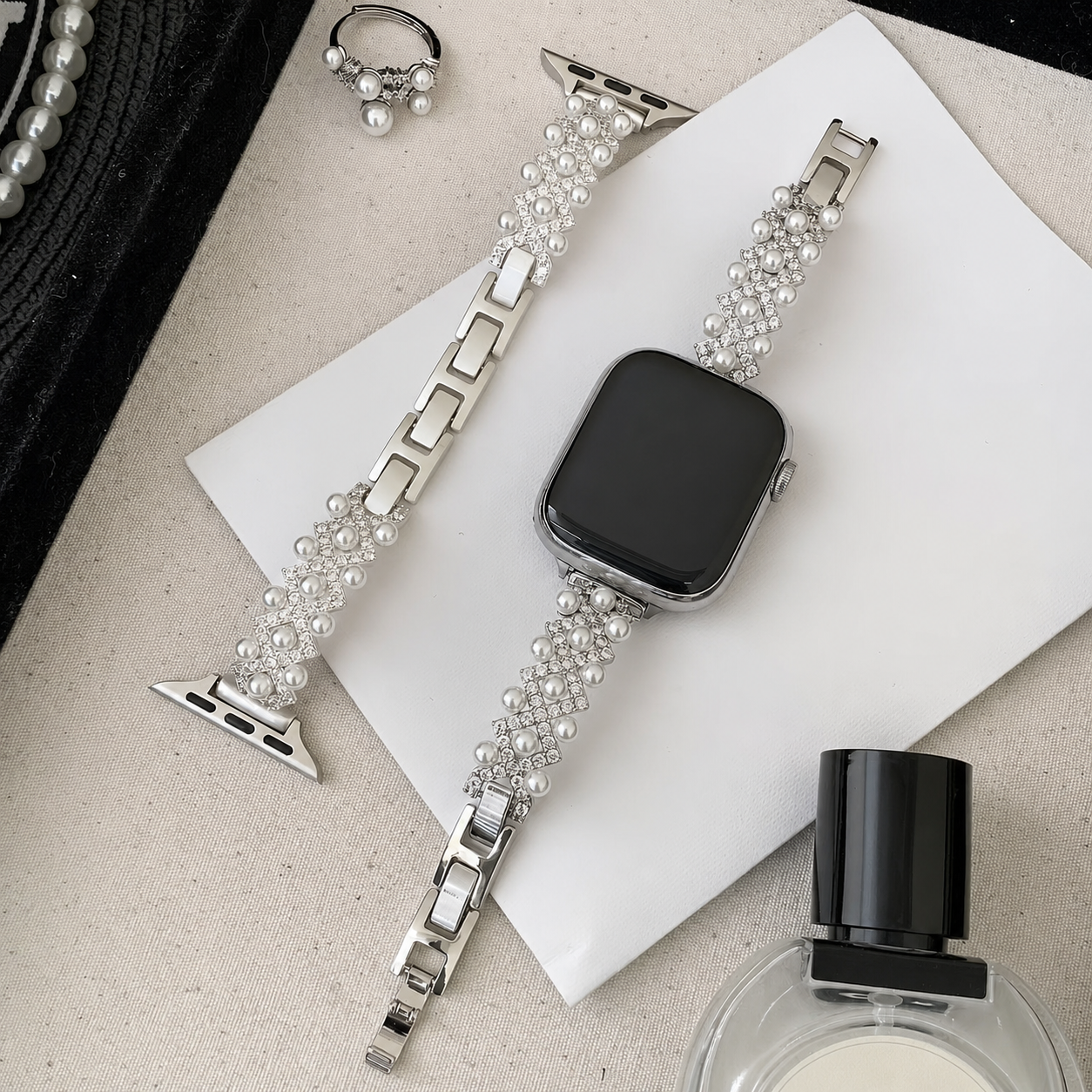 Gilded Pearl Geometric Watch Band
