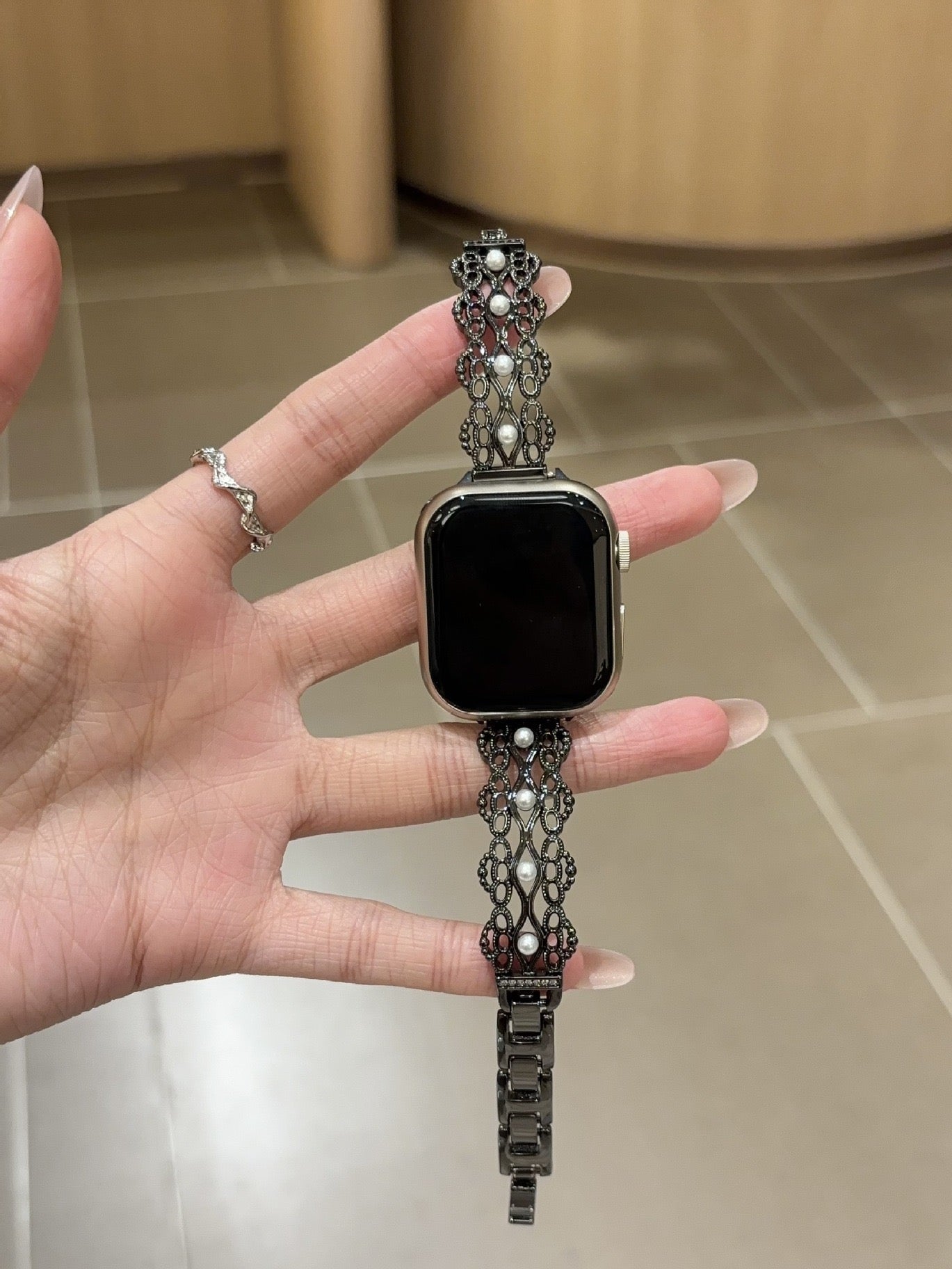 Gilded Pearl Lattice Watch Band